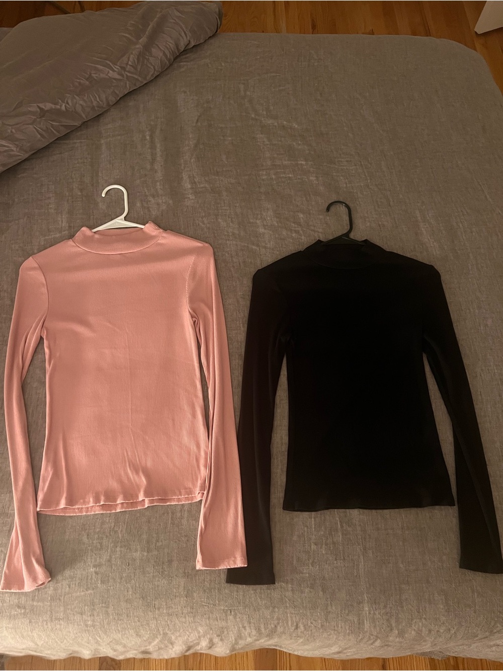 By Together Pink & Black Ribbed Mock Neck Tops